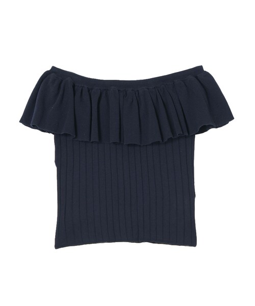 MERCURYDUO(マーキュリーデュオ)の「【DUO】 オフショルラッフルトップス(トップス・レディース・オフホワイト/ベビーピンク/ネイビー・F)」の3枚目の写真