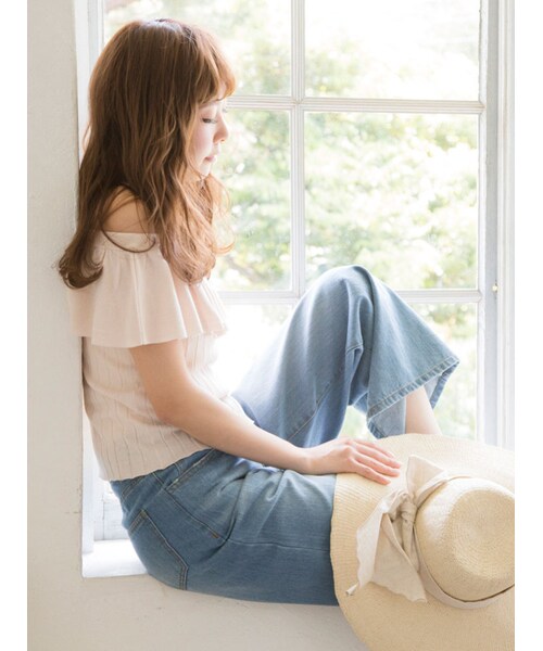 MERCURYDUO(マーキュリーデュオ)の「【DUO】 オフショルラッフルトップス(トップス・レディース・オフホワイト/ベビーピンク/ネイビー・F)」の7枚目の写真