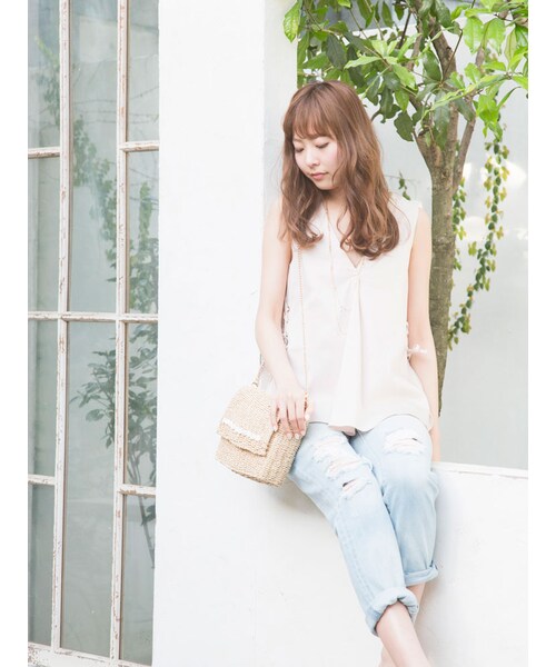 MERCURYDUO(マーキュリーデュオ)の「【DUO】 テンセルスキッパーブラウス(トップス・レディース・オフホワイト/ベビーピンク/ブルー・F)」の8枚目の写真