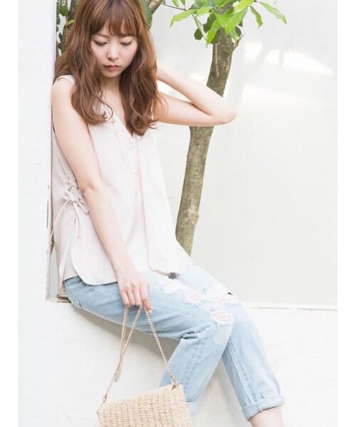MERCURYDUO(マーキュリーデュオ)の「【DUO】 テンセルスキッパーブラウス(トップス・レディース・オフホワイト/ベビーピンク/ブルー・F)」の4枚目の写真