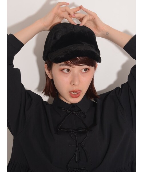 merry jenny(メリージェニー)の「FurCAP(帽子・レディース・アイボリー/ブラック/ラベンダー・F)」の12枚目の写真