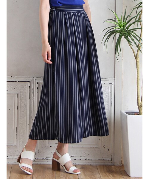 Honeys（ハニーズ）の「ワイドパンツ（パンツ・スキニー・レディース・ホワイト/オフストライプ/コンストライプ/カーキ/コン花柄/オフ花柄・Ｍ/Ｌ）」の5枚目の写真