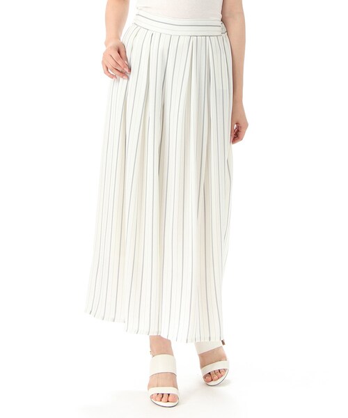 Honeys（ハニーズ）の「ワイドパンツ（パンツ・スキニー・レディース・ホワイト/オフストライプ/コンストライプ/カーキ/コン花柄/オフ花柄・Ｍ/Ｌ）」の3枚目の写真