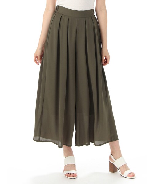 Honeys（ハニーズ）の「ワイドパンツ（パンツ・スキニー・レディース・ホワイト/オフストライプ/コンストライプ/カーキ/コン花柄/オフ花柄・Ｍ/Ｌ）」の4枚目の写真