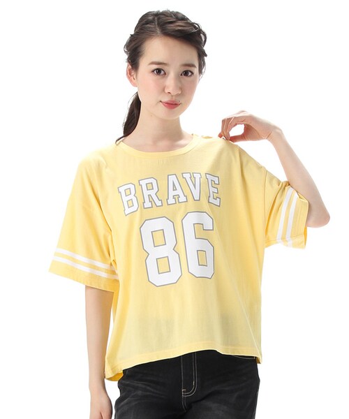 Honeys（ハニーズ）の「ナンバーロゴＴシャツ（カットソー・Tシャツ・レディース・オフ/クロ/ブルー/アカ/イエロー/グリーン/杢グレー・Ｍ/Ｌ）」の7枚目の写真