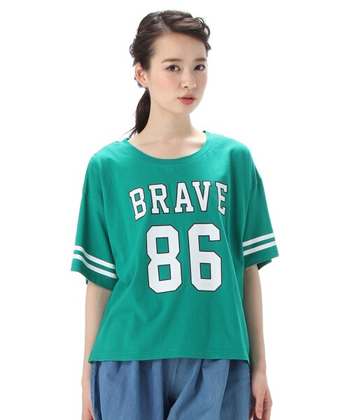 Honeys（ハニーズ）の「ナンバーロゴＴシャツ（カットソー・Tシャツ・レディース・オフ/クロ/ブルー/アカ/イエロー/グリーン/杢グレー・Ｍ/Ｌ）」の5枚目の写真