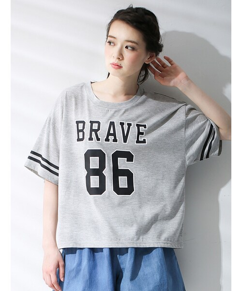 Honeys（ハニーズ）の「ナンバーロゴＴシャツ（カットソー・Tシャツ・レディース・オフ/クロ/ブルー/アカ/イエロー/グリーン/杢グレー・Ｍ/Ｌ）」の4枚目の写真