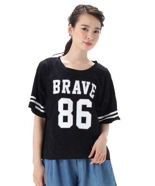 Honeys（ハニーズ）の「ナンバーロゴＴシャツ（カットソー・Tシャツ・レディース・オフ/クロ/ブルー/アカ/イエロー/グリーン/杢グレー・Ｍ/Ｌ）」の3枚目の写真