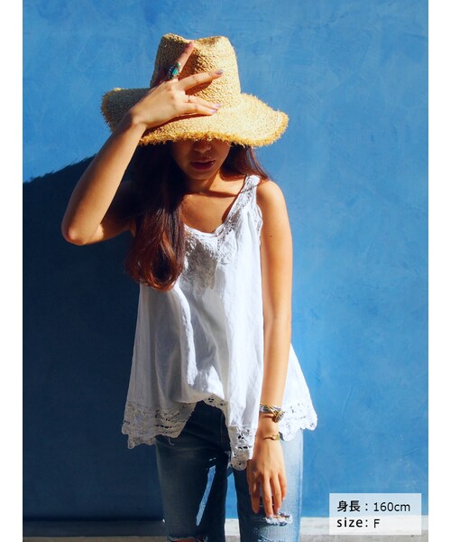 Ungrid（アングリッド）の「バテンレースコンビキャミ（トップス・レディース・オフホワイト/レッド/ブルー・F）」の4枚目の写真