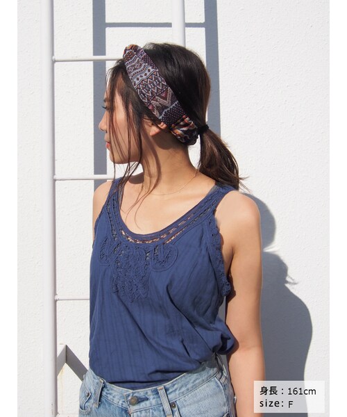 Ungrid（アングリッド）の「バテンレースコンビキャミ（トップス・レディース・オフホワイト/レッド/ブルー・F）」の7枚目の写真