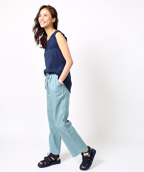 FREAK'S STORE（フリークスストア）の「リネンハイウェストワイドパンツ（パンツ・メンズ・ベージュ/ブルーグリーン/ネイビー・S/M）」の8枚目の写真