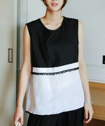 DHOLIC | ミニポンポンツートーンスリーブレス(タンクトップ)