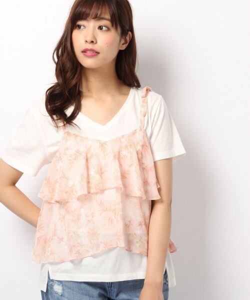 Heather(ヘザー)の「ボタニカルフラワーキャミ(トップス・ホワイト系/ピンク系/ネイビー系・FREE)」の3枚目の写真