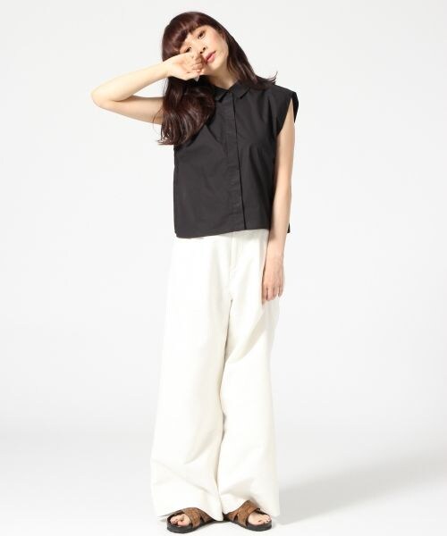 A part by（アパートバイ）の「アサコンハイウエストワイドパンツ（パンツ・ホワイト/ブラック・M/L）」の3枚目の写真