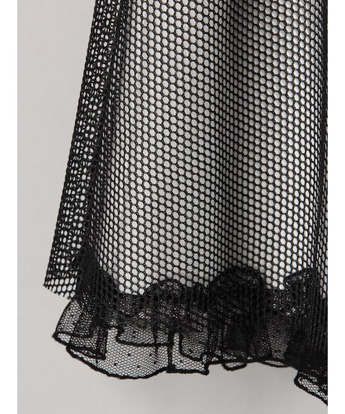 E hyphen world gallery Bon Bon(イーハイフンワールドギャラリーボンボン)の「メッシュギャザースカート(スカート・オフホワイト/ブラック・S/M)」の7枚目の写真