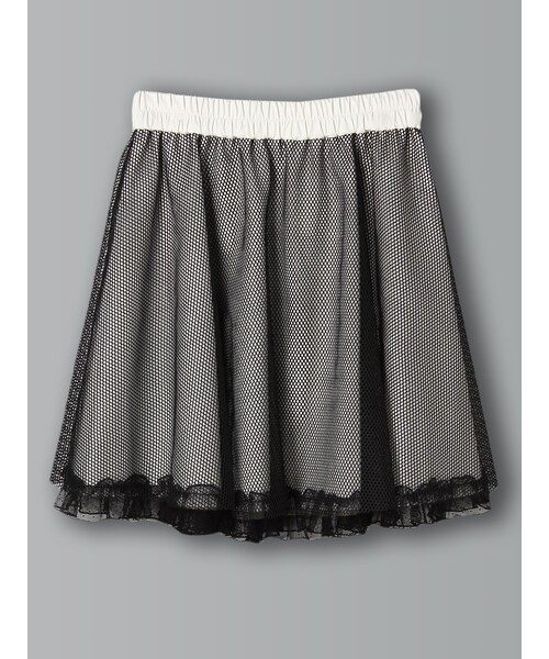 E hyphen world gallery Bon Bon(イーハイフンワールドギャラリーボンボン)の「メッシュギャザースカート(スカート・オフホワイト/ブラック・S/M)」の3枚目の写真