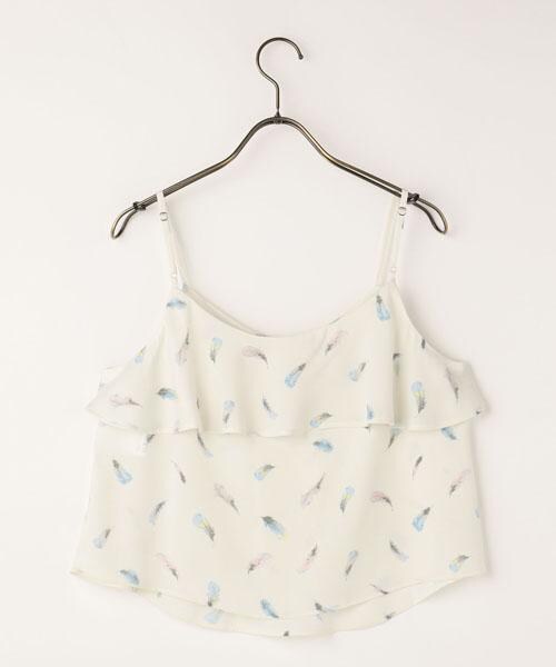 RAY CASSIN（レイカズン）の「フェザー柄オーバーキャミソール（トップス・レディース・ネイビー/ピンク/オフシロ・FREE）」の4枚目の写真