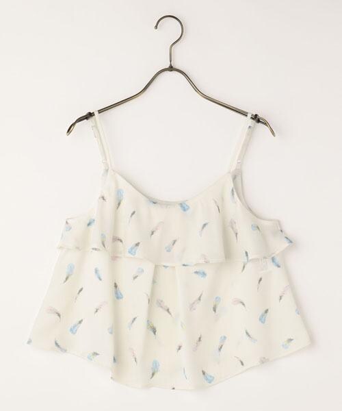 RAY CASSIN（レイカズン）の「フェザー柄オーバーキャミソール（トップス・レディース・ネイビー/ピンク/オフシロ・FREE）」の3枚目の写真