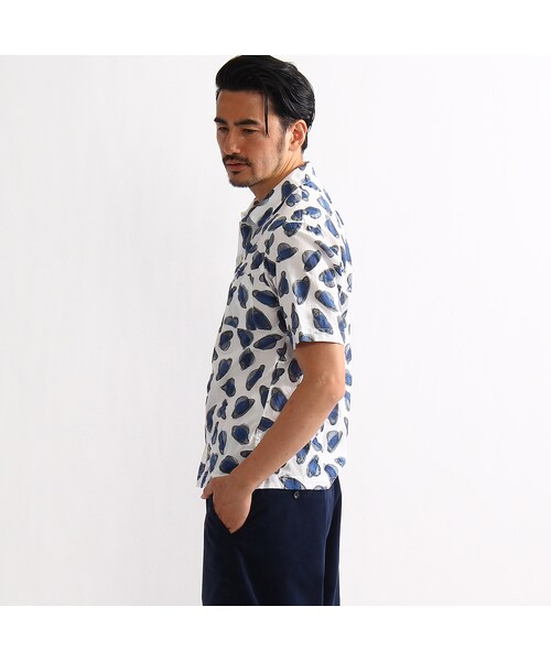 TAKEO KIKUCHI（タケオキクチ）の「リップルボーダーシャツ（トップス・メンズ・ブルー系(194)/ホワイト(101)・M/L/LL）」の5枚目の写真