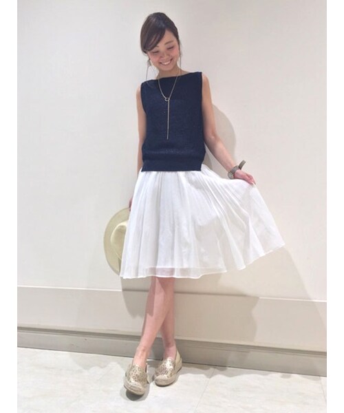 31 Sons de mode（トランテアン　ソン　ドゥ　モード）の「★新作★１２Ｇ畦ラメ混ノースリプルオーバー（トップス・レディース・ネイビー/ピンク/オフホワイト・36/38）」の4枚目の写真