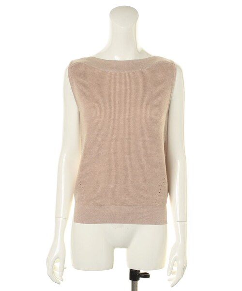 31 Sons de mode（トランテアン　ソン　ドゥ　モード）の「★新作★１２Ｇ畦ラメ混ノースリプルオーバー（トップス・レディース・ネイビー/ピンク/オフホワイト・36/38）」の2枚目の写真
