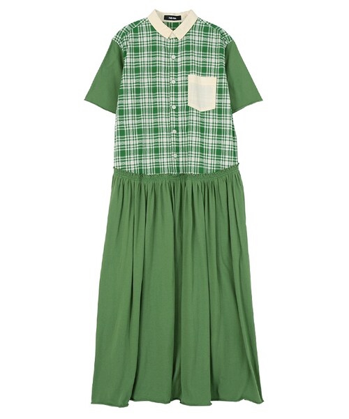 Ne-net(ネネット)の「ダイヤチェック / ワンピース(ワンピース/ドレス・レディース・green/navy・02)」の1枚目の写真