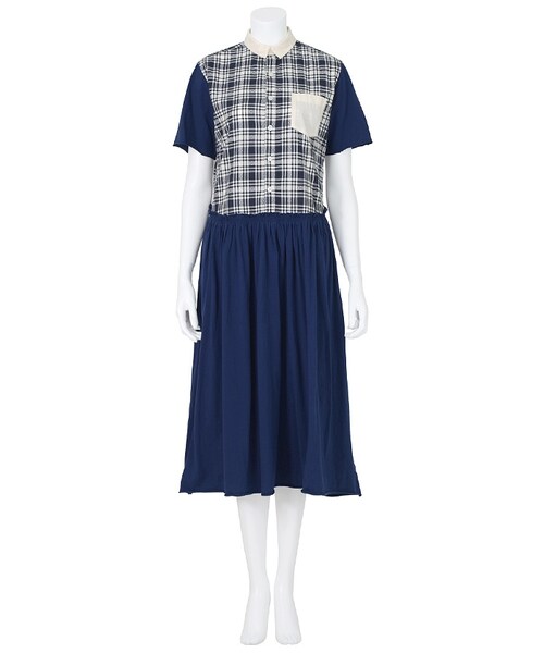 Ne-net(ネネット)の「ダイヤチェック / ワンピース(ワンピース/ドレス・レディース・green/navy・02)」の2枚目の写真