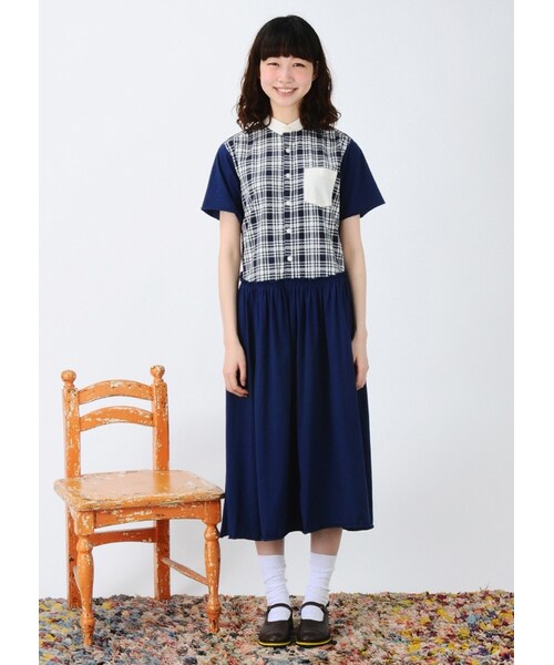 Ne-net(ネネット)の「ダイヤチェック / ワンピース(ワンピース/ドレス・レディース・green/navy・02)」の8枚目の写真