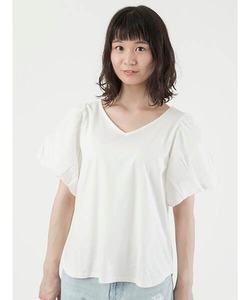 w closet（ダブルクローゼット）の「バルーン袖プルオーバー（トップス・レディース・オフホワイト/ピンク/ブラック/オフホワイト×ブラック/ラベンダー×アイボリー・FREE）」の6枚目の写真