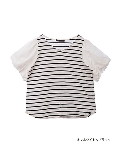 w closet（ダブルクローゼット）の「バルーン袖プルオーバー（トップス・レディース・オフホワイト/ピンク/ブラック/オフホワイト×ブラック/ラベンダー×アイボリー・FREE）」の2枚目の写真