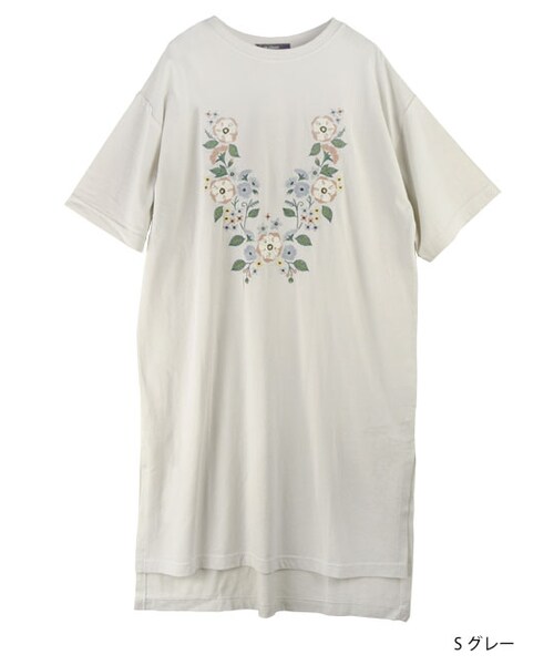 w closet（ダブルクローゼット）の「刺繍入りロングプルオーバー（トップス・レディース・Sグレー/ラベンダー/スミクロ・FREE）」の2枚目の写真