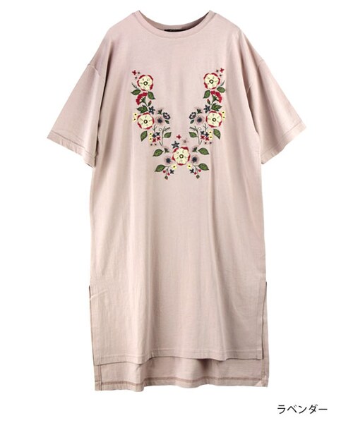 w closet（ダブルクローゼット）の「刺繍入りロングプルオーバー（トップス・レディース・Sグレー/ラベンダー/スミクロ・FREE）」の3枚目の写真