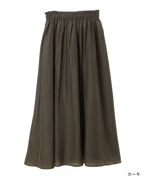 w closet（ダブルクローゼット）の「サテンロングスカート（スカート・レディース・グレー/ピンク/カーキ・FREE）」の2枚目の写真