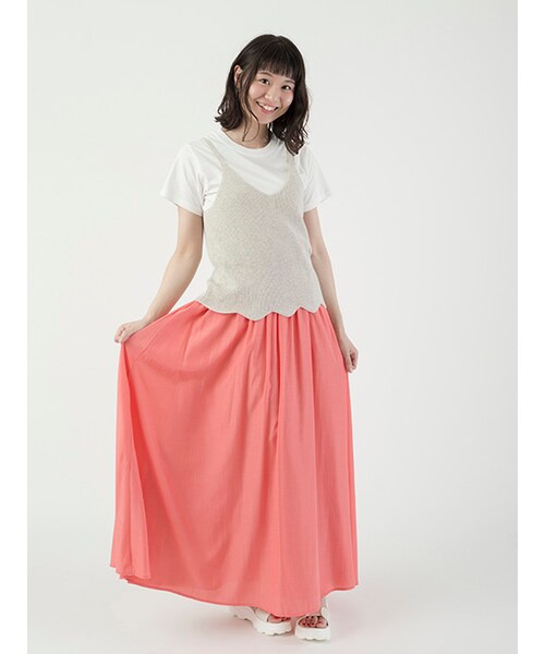 w closet（ダブルクローゼット）の「サテンロングスカート（スカート・レディース・グレー/ピンク/カーキ・FREE）」の10枚目の写真