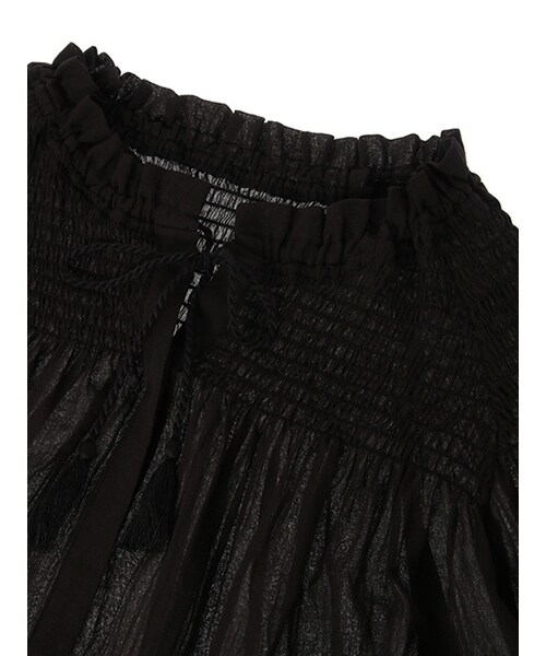 w closet(ダブルクローゼット)の「リボン付きシャーリングブラウス(トップス・レディース・オフホワイト/レンガ/スミクロ・FREE)」の7枚目の写真