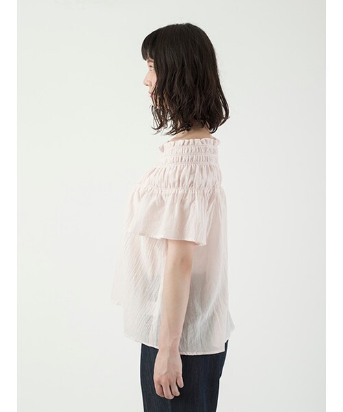 w closet(ダブルクローゼット)の「2wayシャーリングブラウス(トップス・レディース・オフホワイト/サックス/Lピンク・FREE)」の5枚目の写真