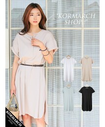 KORMARCH | サイドスリットコットンロングワンピース(ワンピース)