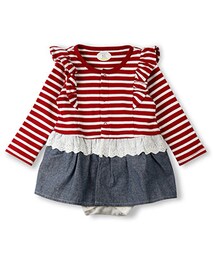 BRANSHES | ボーダー×フリル長袖カバーオール(ロンパース)