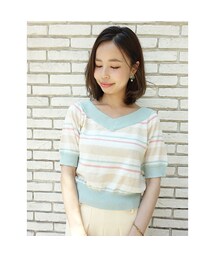 F i.n.t | バックリボンボーダー半袖ニットプルオーバー/F&A(ニット/セーター)