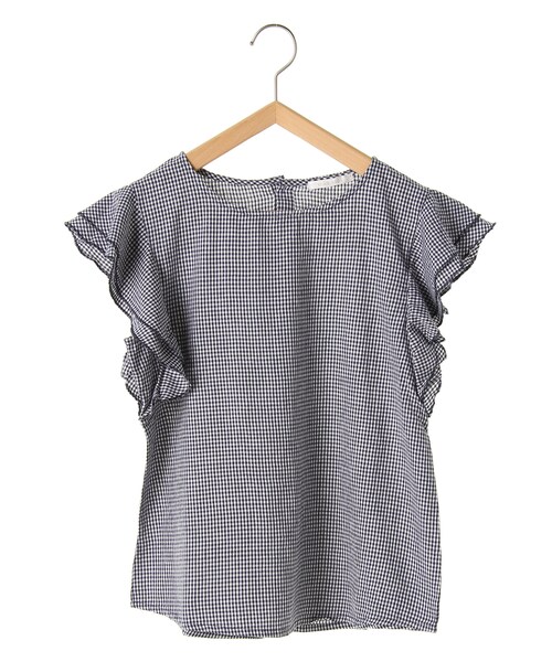 ehka sopo（エヘカソポ）の「小ギンガムフリルプルオーバー（トップス・ブラック/サックスブルー/ネイビー・M）」の3枚目の写真