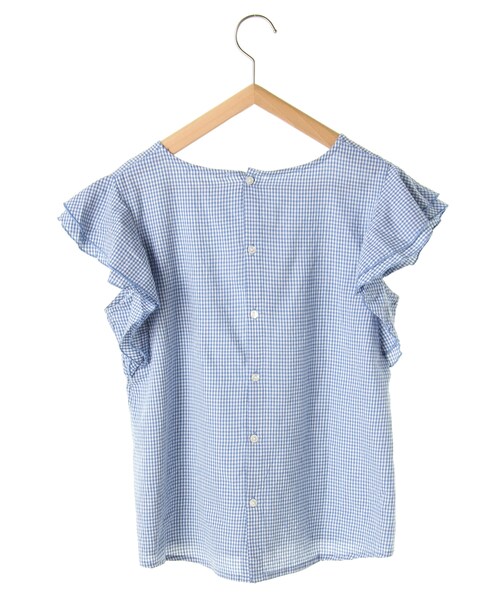 ehka sopo（エヘカソポ）の「小ギンガムフリルプルオーバー（トップス・ブラック/サックスブルー/ネイビー・M）」の5枚目の写真