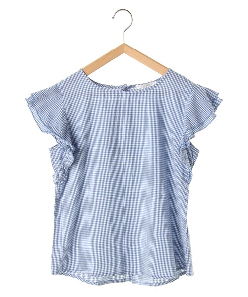 ehka sopo（エヘカソポ）の「小ギンガムフリルプルオーバー（トップス・ブラック/サックスブルー/ネイビー・M）」の4枚目の写真