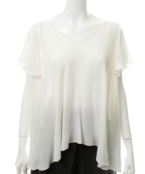 31 Sons de mode（トランテアン　ソン　ドゥ　モード）の「★新作★Ｖネックイレギュラーヘムブラウス（トップス・レディース・オフホワイト/ブラック・36）」の5枚目の写真