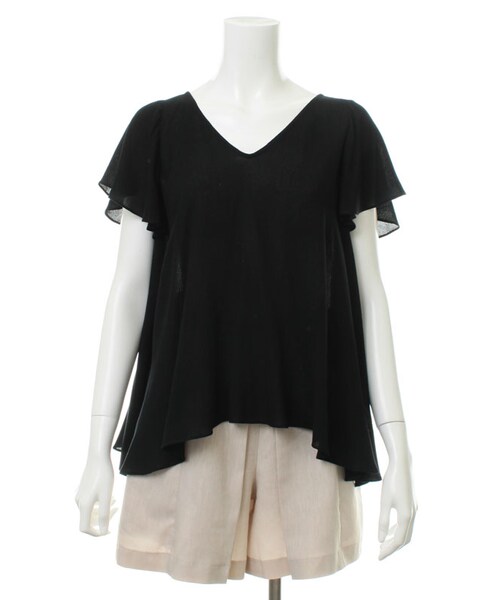 31 Sons de mode（トランテアン　ソン　ドゥ　モード）の「★新作★Ｖネックイレギュラーヘムブラウス（トップス・レディース・オフホワイト/ブラック・36）」の2枚目の写真