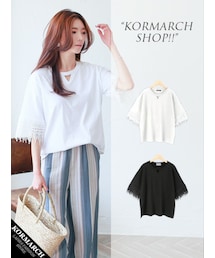 KORMARCH | レースフリンジディテールTシャツ(Tシャツ/カットソー)