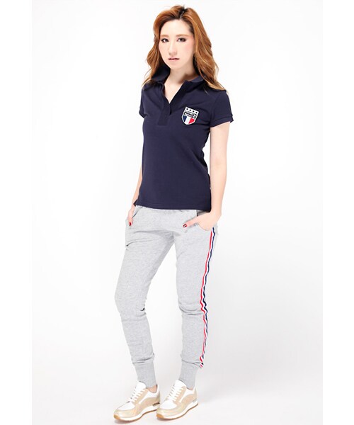 Moery Sport（モエリースポーツ）の「モエリースポーツ　フランスラインポロシャツ　レディース（ポロシャツ・レディース・グレー/ネイビー・XS/S/M/L）」の12枚目の写真