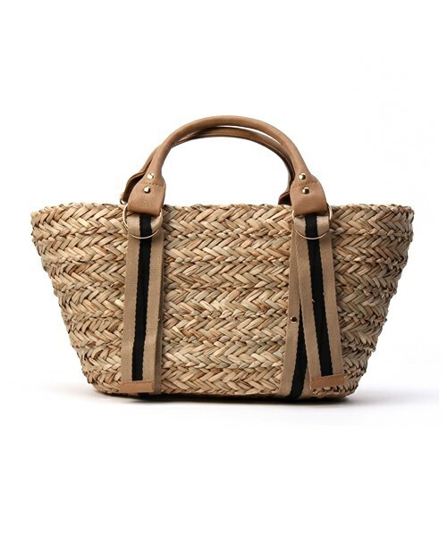 INTERPLANET WINGS（インタープラネットウィング）の「PUハンドルシーグラスバッグ（かごバッグ・レディース・ベージュ/ネイビー・フリー）」の2枚目の写真