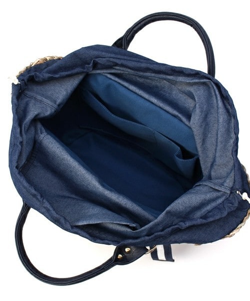 INTERPLANET WINGS（インタープラネットウィング）の「PUハンドルシーグラスバッグ（かごバッグ・レディース・ベージュ/ネイビー・フリー）」の8枚目の写真