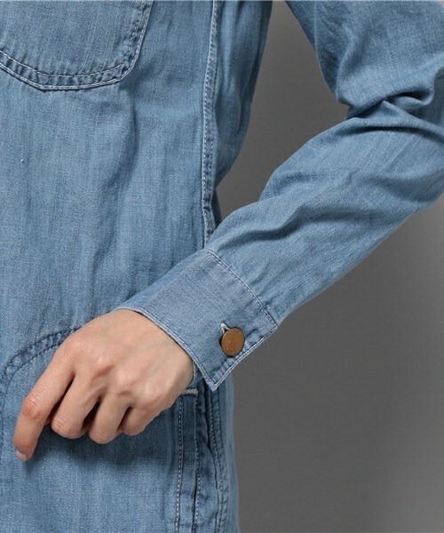 Lee（リー）の「【Lee】WORK ONEPIECE（シャツワンピース・レディース・サックスブルー/スカイブルー・FREE）」の7枚目の写真