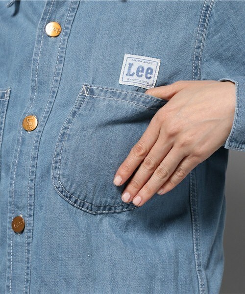 Lee（リー）の「【Lee】WORK ONEPIECE（シャツワンピース・レディース・サックスブルー/スカイブルー・FREE）」の8枚目の写真